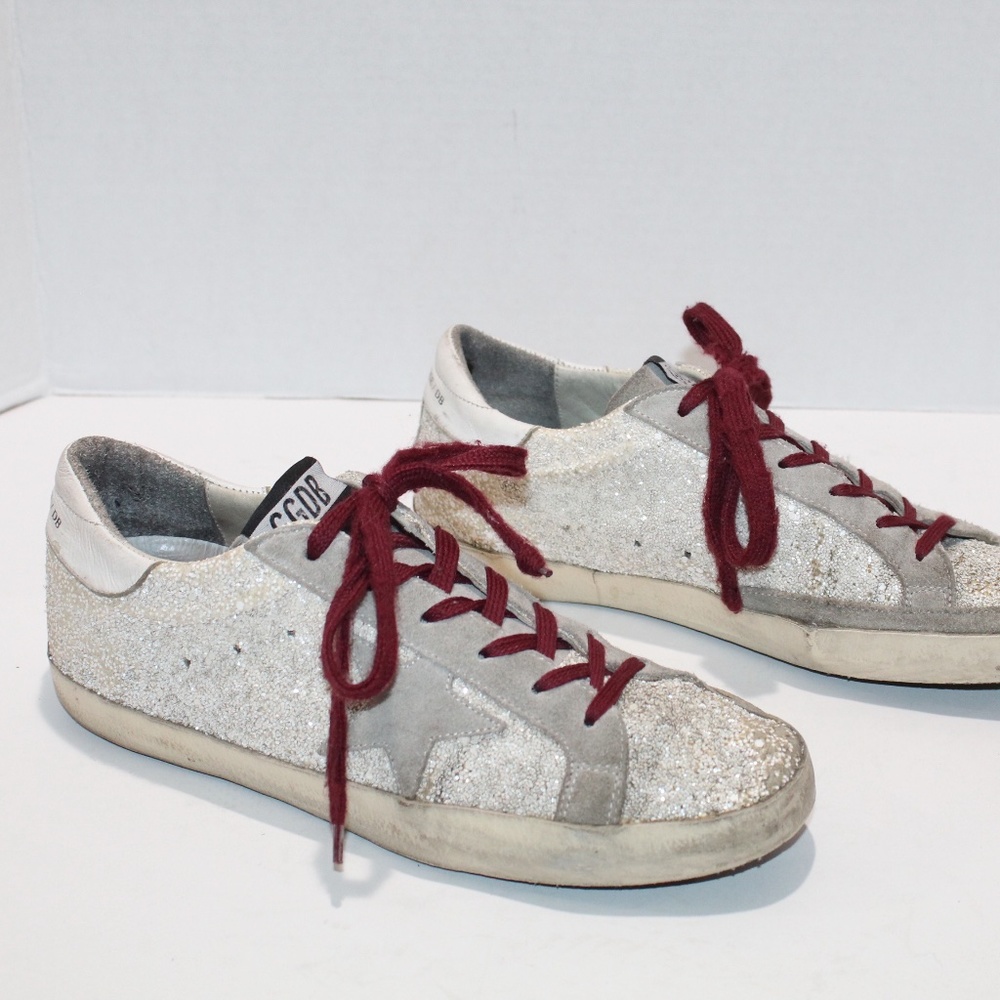 Golden Goose DB SUPERSTAR Silver Glitter Sneakers